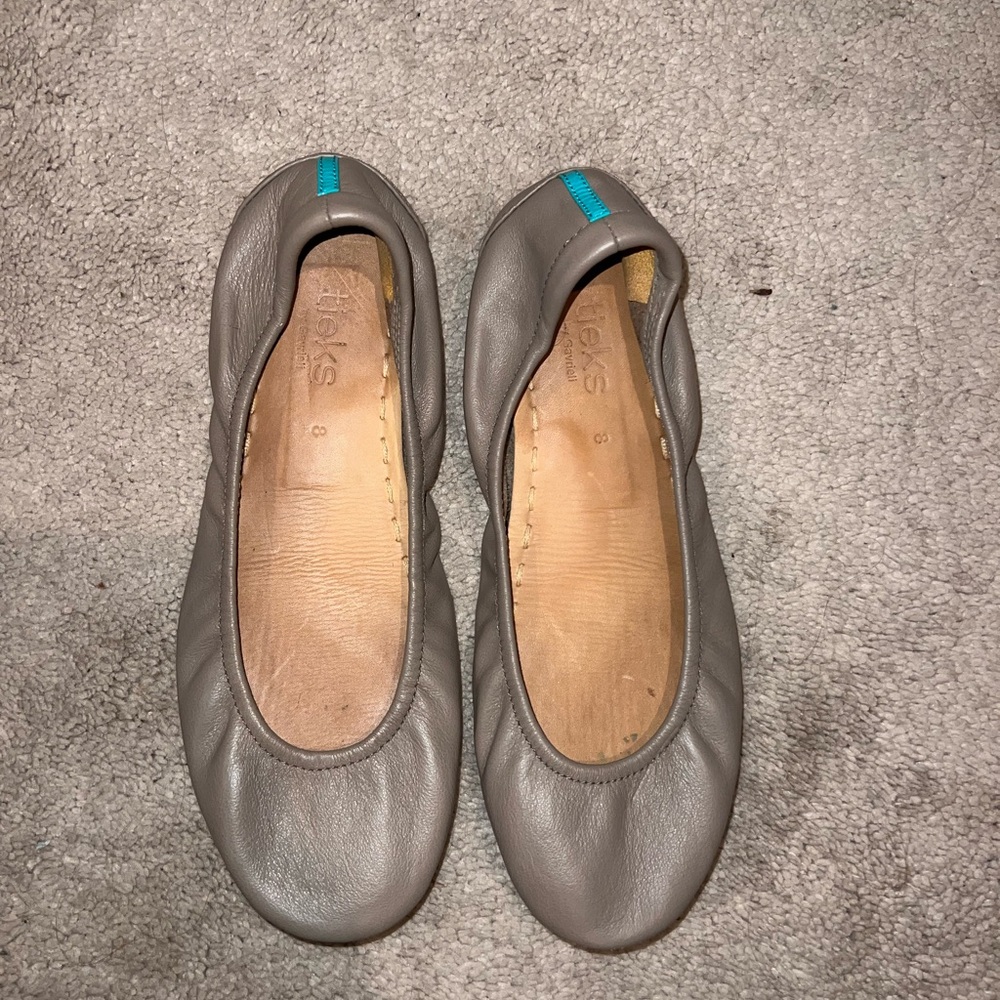 Tieks Taupe Leather Flats